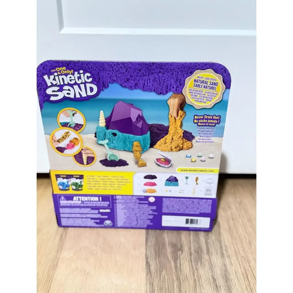 Kinetic Sand Mermaid Crystal Playset With Shimmer Sand Hidden Treasures & Moldab
